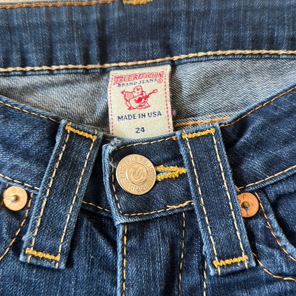 True Religion | Low Rise Boot Cut Dark Denim Jeans Size 24 - Picture 8 of 16